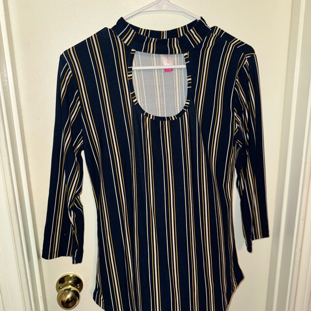 Black and White Striped Blouse | Worn Once | Large | Sexy & Chic